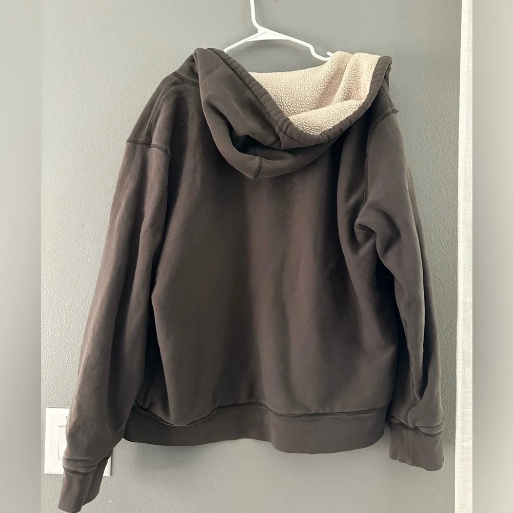 J.CREW Brown Sherpa-Lined Hoodie XL